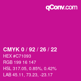 カラーコード: CMYK 0 / 92 / 26 / 22 | qconv.com