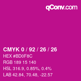 Color code: CMYK 0 / 92 / 26 / 26 | qconv.com