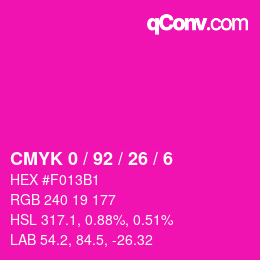 カラーコード: CMYK 0 / 92 / 26 / 6 | qconv.com
