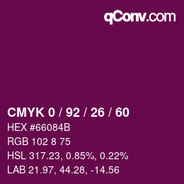 Color code: CMYK 0 / 92 / 26 / 60 | qconv.com