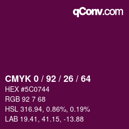 Color code: CMYK 0 / 92 / 26 / 64 | qconv.com