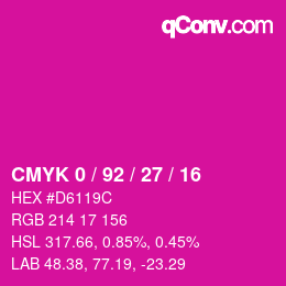 カラーコード: CMYK 0 / 92 / 27 / 16 | qconv.com