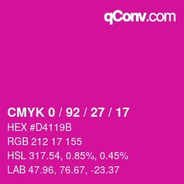 カラーコード: CMYK 0 / 92 / 27 / 17 | qconv.com