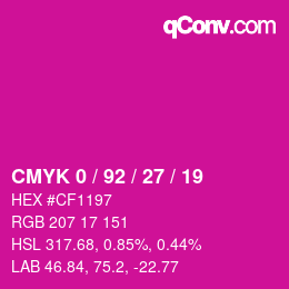 カラーコード: CMYK 0 / 92 / 27 / 19 | qconv.com