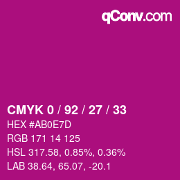 Color code: CMYK 0 / 92 / 27 / 33 | qconv.com
