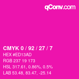 カラーコード: CMYK 0 / 92 / 27 / 7 | qconv.com