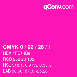 カラーコード: CMYK 0 / 92 / 28 / 1 | qconv.com