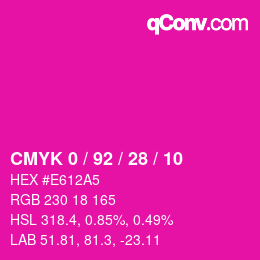 カラーコード: CMYK 0 / 92 / 28 / 10 | qconv.com