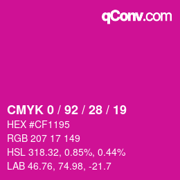 カラーコード: CMYK 0 / 92 / 28 / 19 | qconv.com