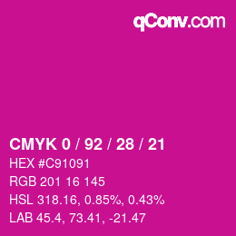 カラーコード: CMYK 0 / 92 / 28 / 21 | qconv.com