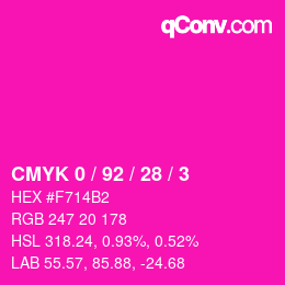 カラーコード: CMYK 0 / 92 / 28 / 3 | qconv.com