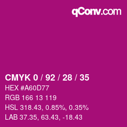 Color code: CMYK 0 / 92 / 28 / 35 | qconv.com