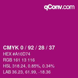 カラーコード: CMYK 0 / 92 / 28 / 37 | qconv.com