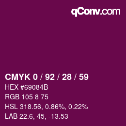 カラーコード: CMYK 0 / 92 / 28 / 59 | qconv.com