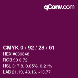 カラーコード: CMYK 0 / 92 / 28 / 61 | qconv.com