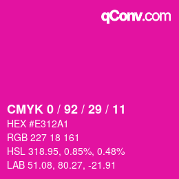 カラーコード: CMYK 0 / 92 / 29 / 11 | qconv.com