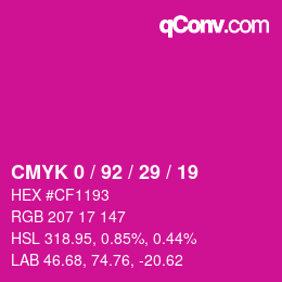 カラーコード: CMYK 0 / 92 / 29 / 19 | qconv.com