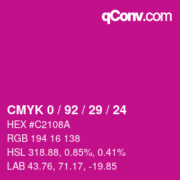 Color code: CMYK 0 / 92 / 29 / 24 | qconv.com