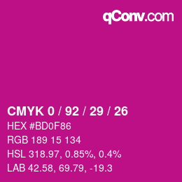 Color code: CMYK 0 / 92 / 29 / 26 | qconv.com