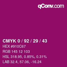 Color code: CMYK 0 / 92 / 29 / 43 | qconv.com