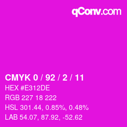 カラーコード: CMYK 0 / 92 / 2 / 11 | qconv.com