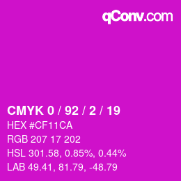 カラーコード: CMYK 0 / 92 / 2 / 19 | qconv.com