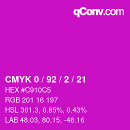 カラーコード: CMYK 0 / 92 / 2 / 21 | qconv.com