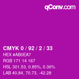 颜色代码: CMYK 0 / 92 / 2 / 33 | qconv.com