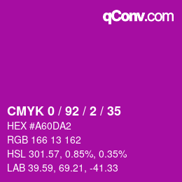 カラーコード: CMYK 0 / 92 / 2 / 35 | qconv.com