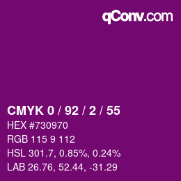 カラーコード: CMYK 0 / 92 / 2 / 55 | qconv.com
