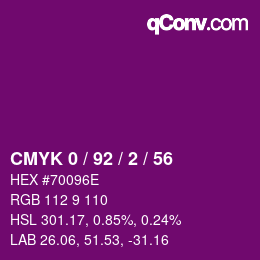 颜色代码: CMYK 0 / 92 / 2 / 56 | qconv.com
