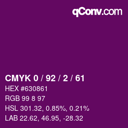 カラーコード: CMYK 0 / 92 / 2 / 61 | qconv.com