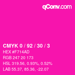カラーコード: CMYK 0 / 92 / 30 / 3 | qconv.com