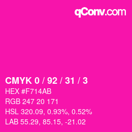 カラーコード: CMYK 0 / 92 / 31 / 3 | qconv.com