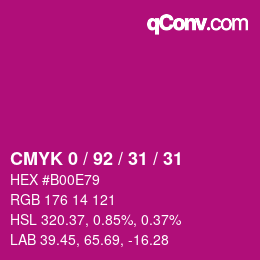 カラーコード: CMYK 0 / 92 / 31 / 31 | qconv.com