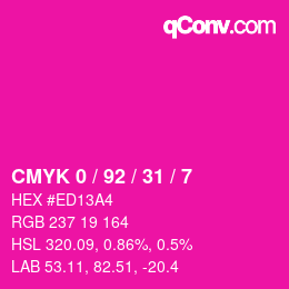 カラーコード: CMYK 0 / 92 / 31 / 7 | qconv.com