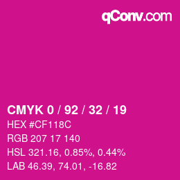 カラーコード: CMYK 0 / 92 / 32 / 19 | qconv.com