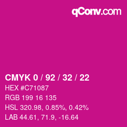 カラーコード: CMYK 0 / 92 / 32 / 22 | qconv.com
