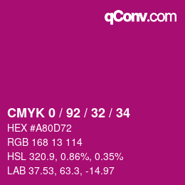 カラーコード: CMYK 0 / 92 / 32 / 34 | qconv.com