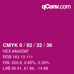 カラーコード: CMYK 0 / 92 / 32 / 36 | qconv.com