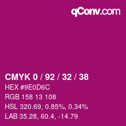 カラーコード: CMYK 0 / 92 / 32 / 38 | qconv.com