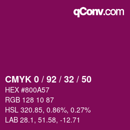 カラーコード: CMYK 0 / 92 / 32 / 50 | qconv.com