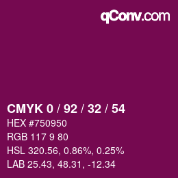 Color code: CMYK 0 / 92 / 32 / 54 | qconv.com