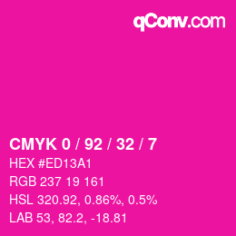 カラーコード: CMYK 0 / 92 / 32 / 7 | qconv.com