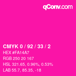 颜色代码: CMYK 0 / 92 / 33 / 2 | qconv.com