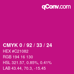 カラーコード: CMYK 0 / 92 / 33 / 24 | qconv.com