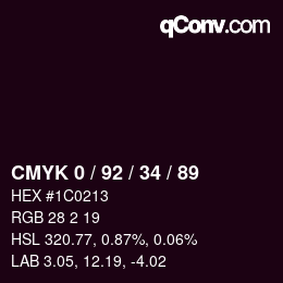 カラーコード: CMYK 0 / 92 / 34 / 89 | qconv.com