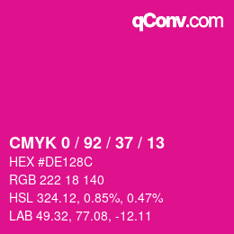 カラーコード: CMYK 0 / 92 / 37 / 13 | qconv.com