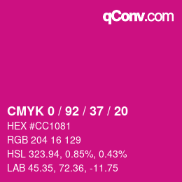 カラーコード: CMYK 0 / 92 / 37 / 20 | qconv.com