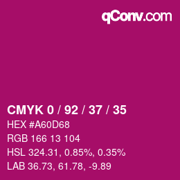 颜色代码: CMYK 0 / 92 / 37 / 35 | qconv.com